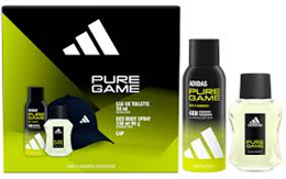 ADIDAS AJÁNDÉKCSOMAG FÉRFI DEO 150ML+EDT 50ML+SAPKA PURE GAME (6)