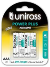 UNIROSS POWER PLUS TARTÓS ELEM ALKÁLI 4DB ´AAA´ MIKRO (LR03-UALKAAAPP4)