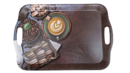 ACH TÁLCA MŰA. KÁVÉ-SÜTI 35,7x25,5x2,3CM FÜLLEL (m40343) (48)