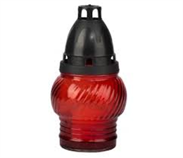 TEMETŐI MÉCSES ÜVEG LA72KP 14CM PIROS (műanyag kupakkal) (10)