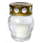 TEMETŐI MÉCSES ÜVEG LA72FF 10CM FEHÉR (fém kupakkal) (10)