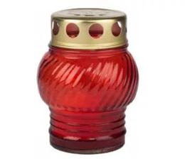 TEMETŐI MÉCSES ÜVEG LA72FP 10CM PIROS (fém kupakkal) (10)