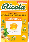 RICOLA GYÓGYNÖVÉNYES CUKORKA 40G GYÖMBÉR-NARANCSMENTA (10)