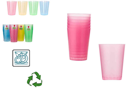 E. PARTY POHÁR 280ML 6DB MŰANYAG SZÍNES (24)